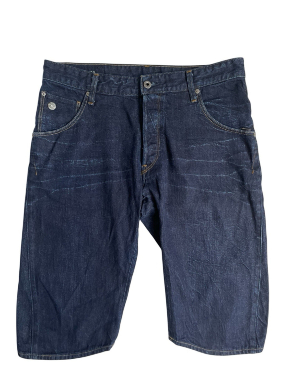 G-Star Raw Arc 3D 1/2 Tapered Denim Shorts Mens Size 33 Dark Wash Button Fly